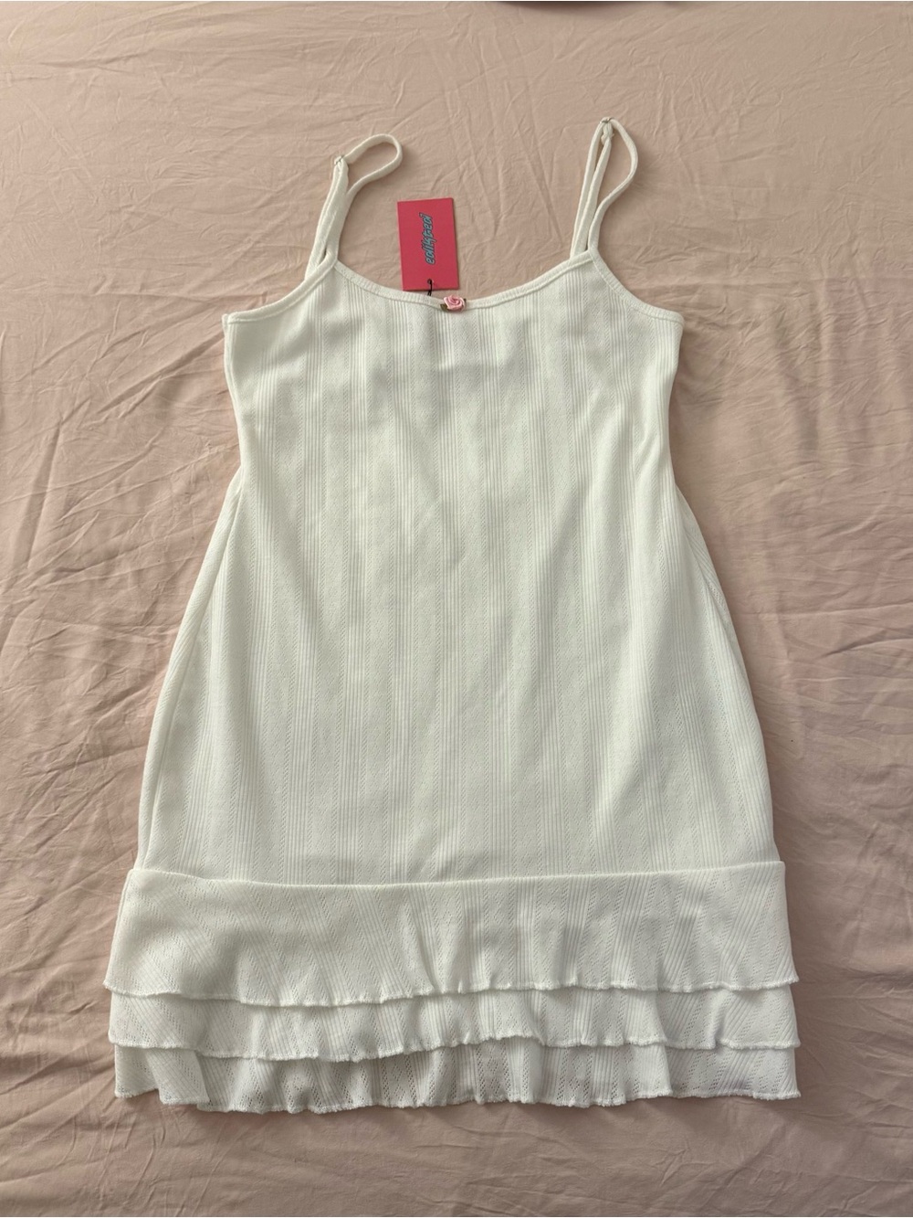 Edikted White Pointelle Ruffle Mini Dress
Coquette M
